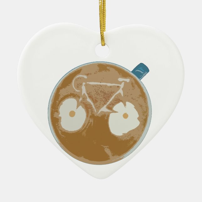 Cycling Latte Art Ceramic Ornament (Front)