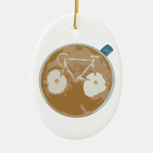 Cycling Latte Art Ceramic Ornament (Front)