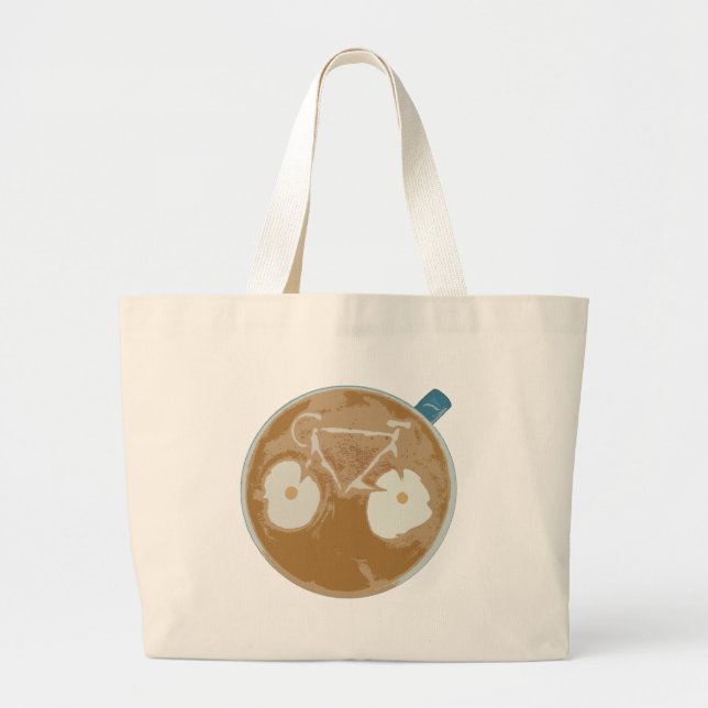 Cycling Latte Art Large Tote Bag (Front)