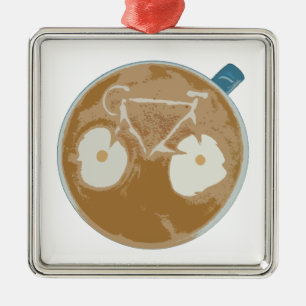 Cycling Latte Art Metal Ornament