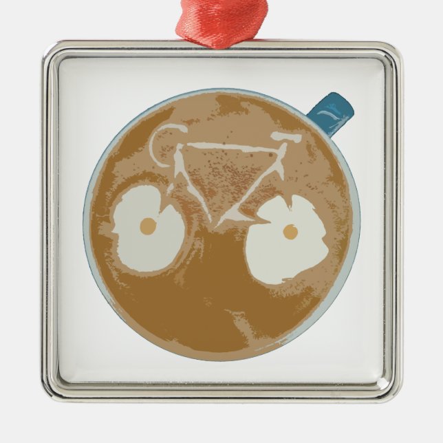 Cycling Latte Art Metal Ornament (Front)