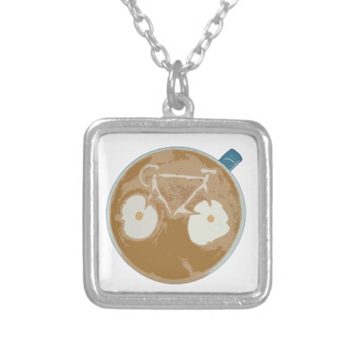 Cycling Latte Art Silver Plated Necklace