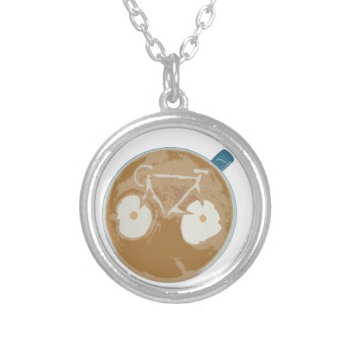 Cycling Latte Art Silver Plated Necklace