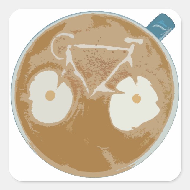 Cycling Latte Art Square Sticker (Front)
