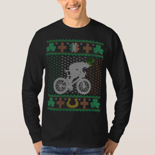 Cycling Leprechaun St Patricks Day Ugly Holiday Bi T_Shirt