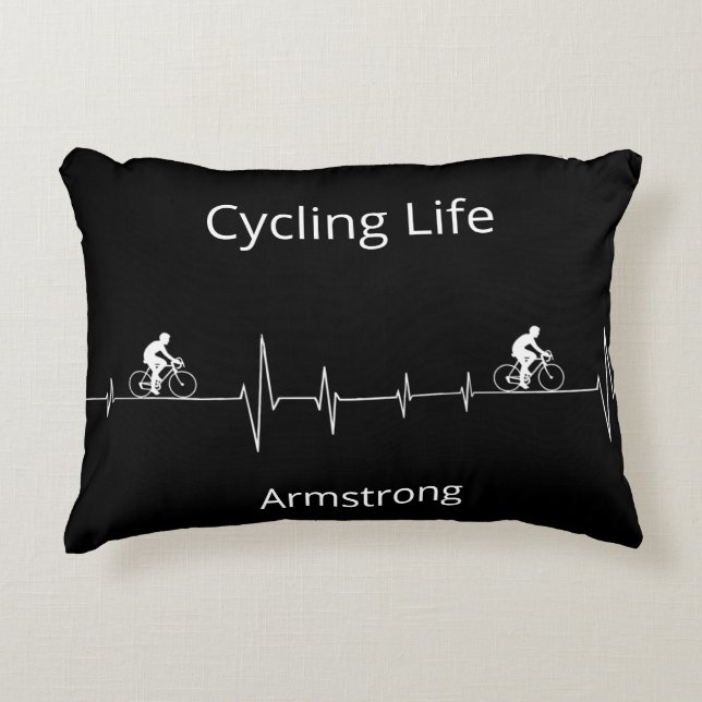 Cycling Life Personalized Heartbeat Design Accent Pillow (Front)