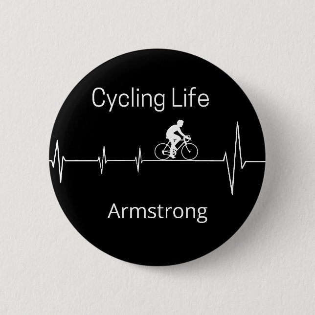 Cycling Life Personalized Heartbeat Design Button (Front)