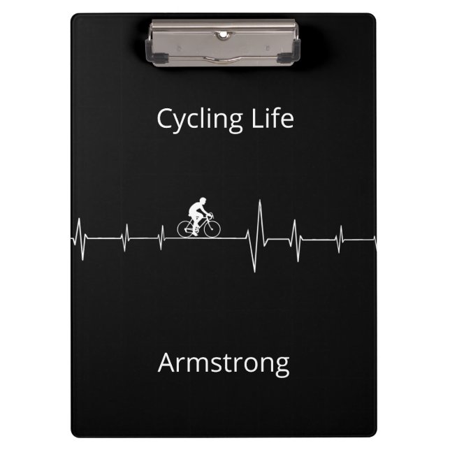 Cycling Life Personalized Heartbeat Design Clipboard (Front)