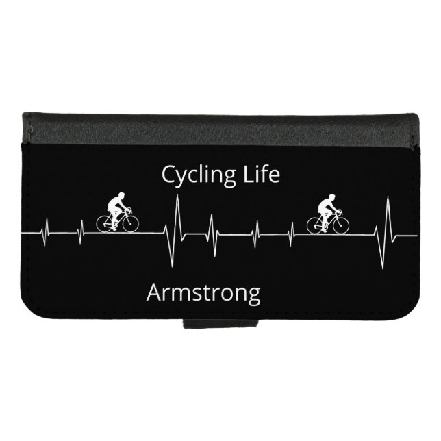 Cycling Life Personalized Heartbeat Design iPhone Wallet Case (Front (Horizontal))