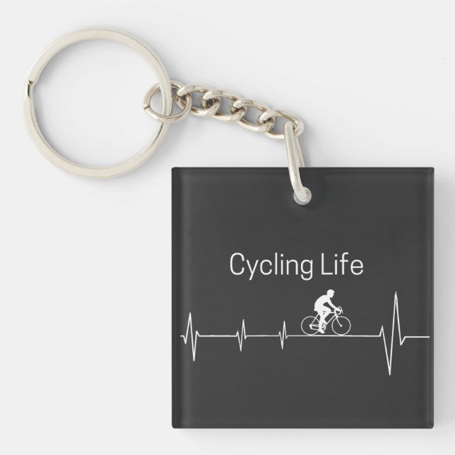 Cycling Life Personalized Heartbeat Design Keychain (Front)