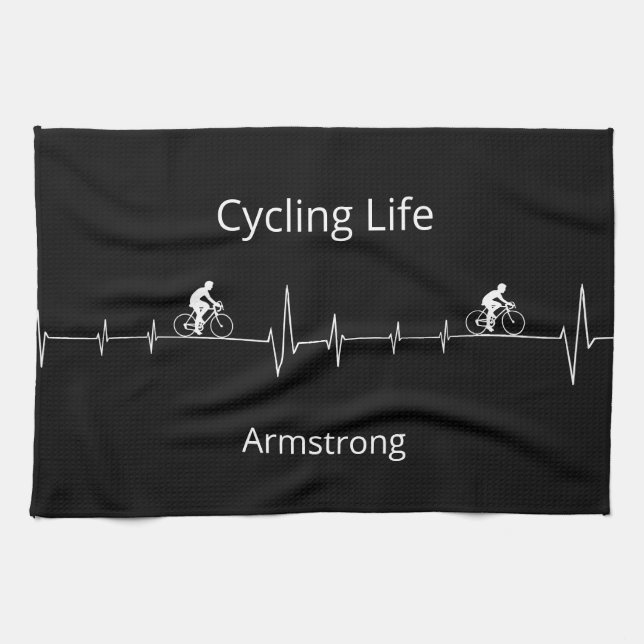 Cycling Life Personalized Heartbeat Design Kitchen Towel (Horizontal)