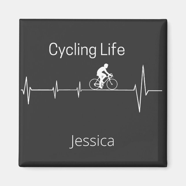 Cycling Life Personalized Heartbeat Design Magnet (Front)