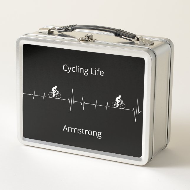 Cycling Life Personalized Heartbeat Design Metal Lunch Box (Front)