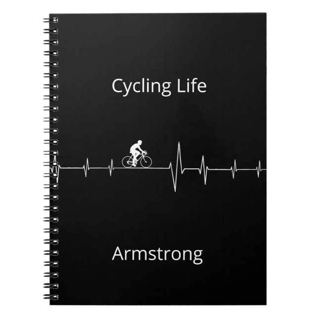Cycling Life Personalized Heartbeat Design Notebook (Front)