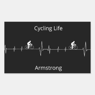 Cycling Life Personalized Heartbeat Design Rectangular Sticker