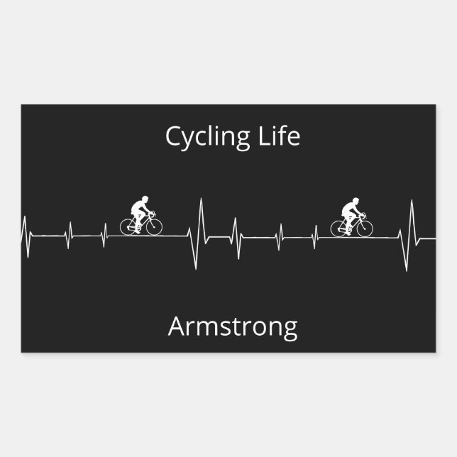 Cycling Life Personalized Heartbeat Design Rectangular Sticker (Front)