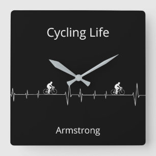 Cycling Life Personalized Heartbeat Design Square Wall Clock