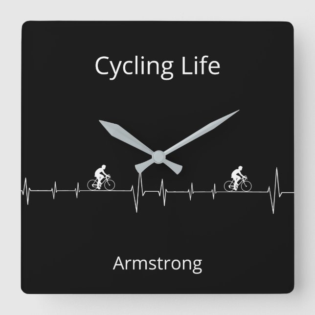 Cycling Life Personalized Heartbeat Design Square Wall Clock (Front)