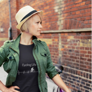 Cycling Life Personalized Heartbeat Design T-Shirt