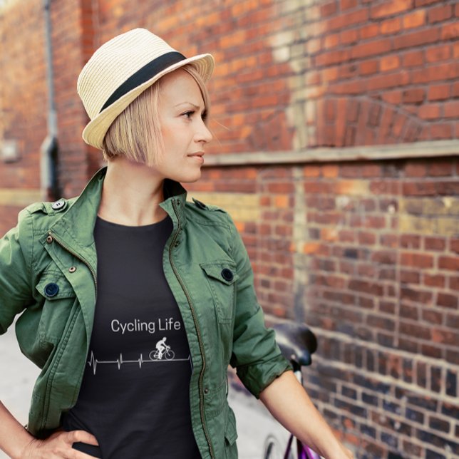 Cycling Life Personalized Heartbeat Design T-Shirt (Creator Uploaded)