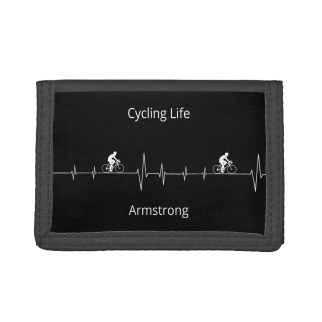 Cycling Life Personalized Heartbeat Design Trifold Wallet (Front)