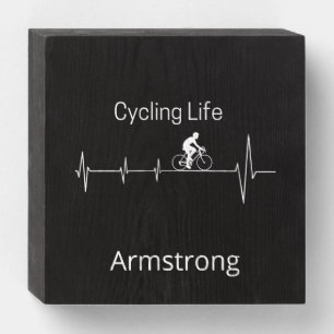 Cycling Life Personalized Heartbeat Design Wooden Box Sign