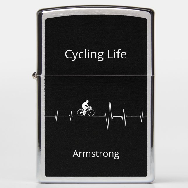 Cycling Life Personalized Heartbeat Design Zippo Lighter (Front)