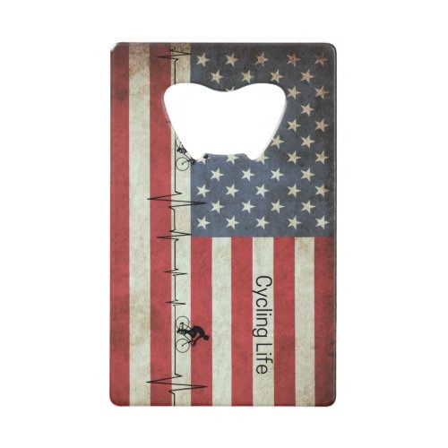 Cycling Life Stars and Stripes  Credit Card Bottle Opener