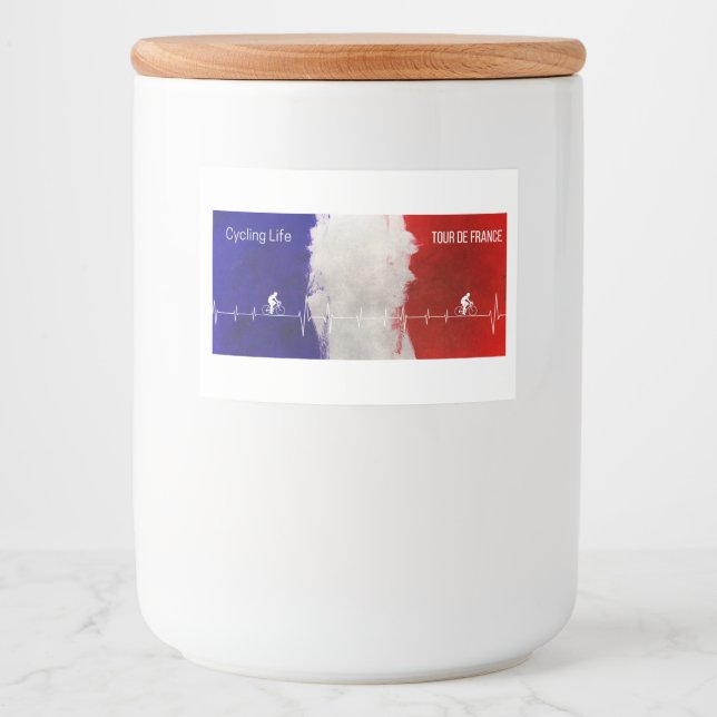 Cycling Life Tour de France Heartbeat French Flag Food Label (Front)