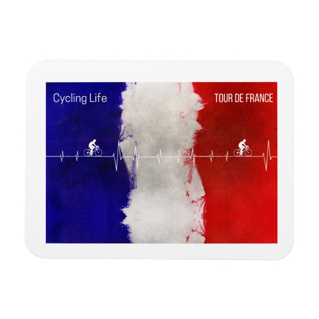 Cycling Life Tour de France Heartbeat French Flag Magnet (Horizontal)