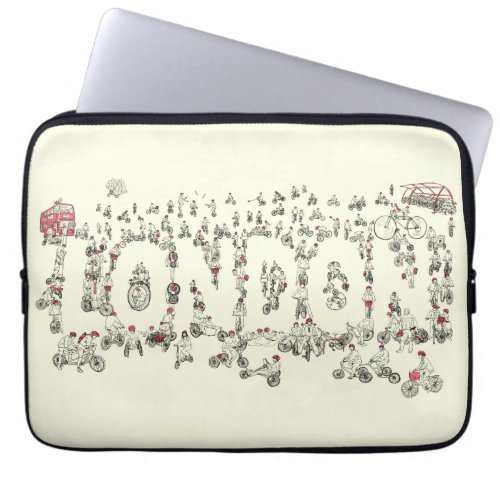 Cycling London Funny Word Art Typography Humour Laptop Sleeve