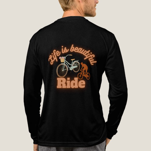 Cycling Lover T-Shirt – Life is Beautiful Ride  Tri-Blend Shirt (Back)