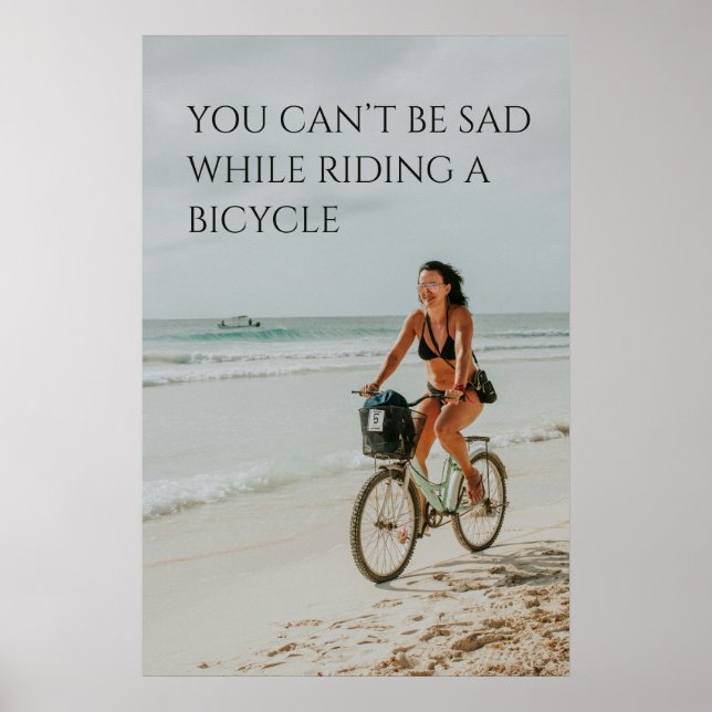 Cycling Motivation – Beach Bike Ride, Customizable Poster (Front)