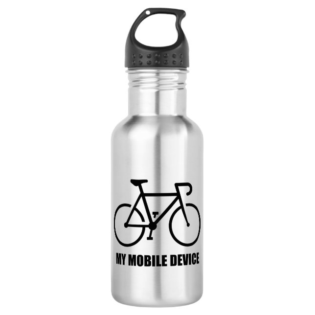 Cycling, My Mobile Device Stainless Steel Water Bottle (Front)