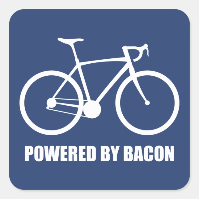 Cycling Powered By Bacon Square Sticker (Front)