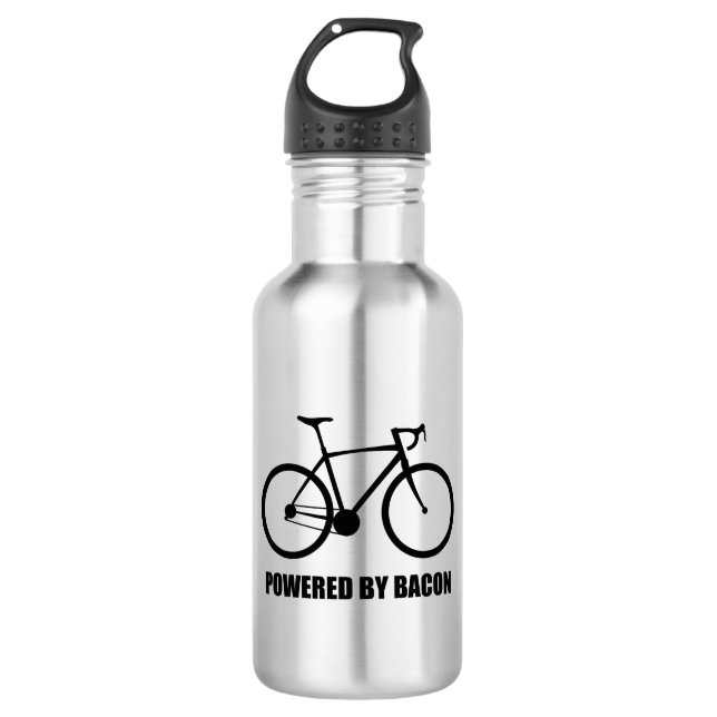 Cycling Powered By Bacon Stainless Steel Water Bottle (Front)