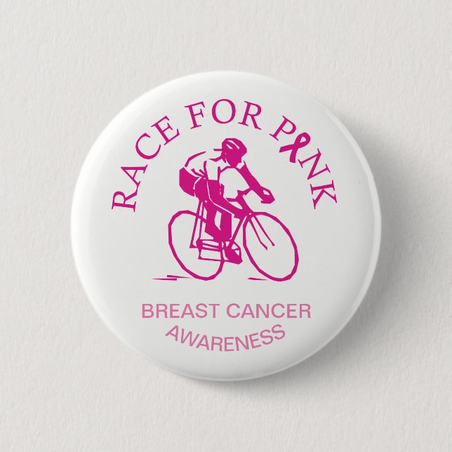 Cycling Race for Breast Cancer Awareness Button (Front)