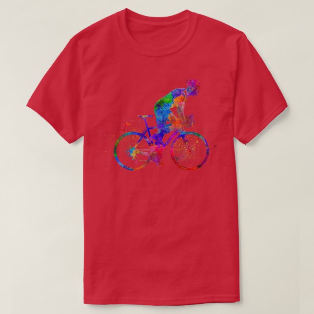 Cycling racer in watercolor T-Shirt (Design Front)