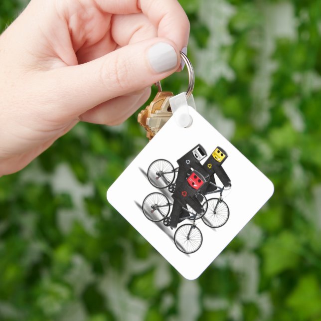 Cycling Recycle Bins Keychain (Hand)