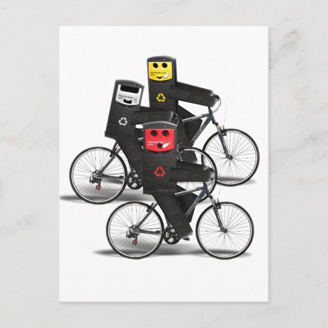 Cycling Recycle Bins Postcard (Front)