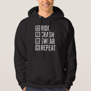 Cycling Ride Crash Swear Repeat Humor Bicycle Hoodie