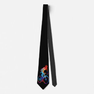 Cycling road bicycle watercolor painting neck tie