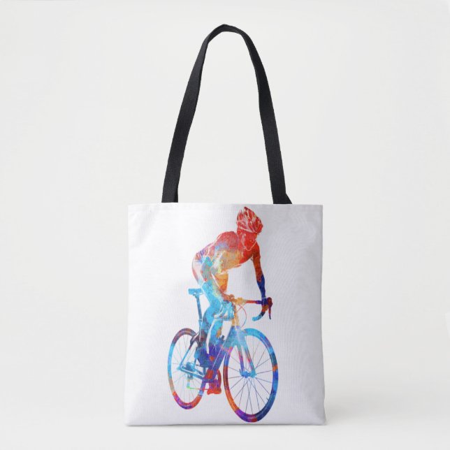 Cycling Road Bicycle Watercolor Painting Tote Bag (Front)