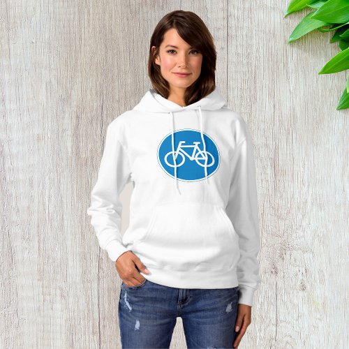 Cycling Road Sign Womens Hoodie