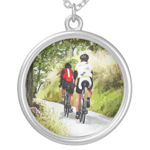 CYCLING SILVER PLATED NECKLACE