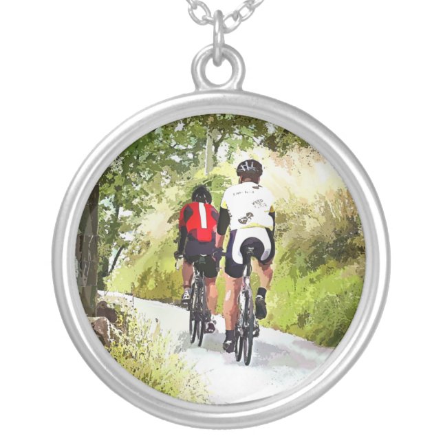 CYCLING SILVER PLATED NECKLACE (Front)