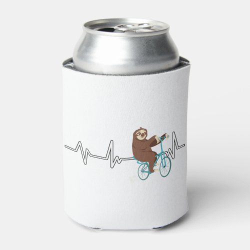 Cycling Sloth Heartbeat Cyclist Gift Cycling Sloth Can Cooler