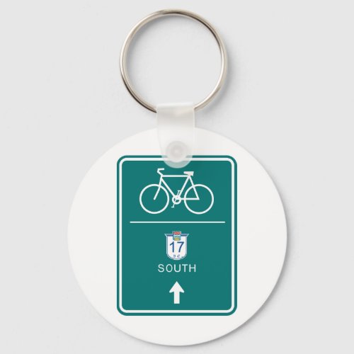 Cycling South Road Sign Keychain