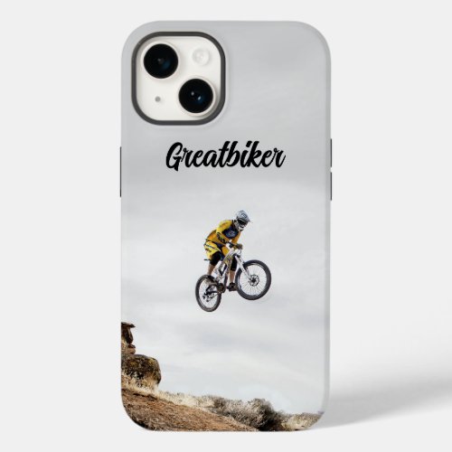 Cycling Sport mountain biker on trail Personalize Case_Mate iPhone 14 Case