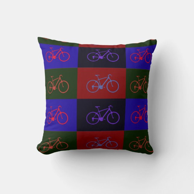 cycling ~ squared bikes throw pillow (Front)